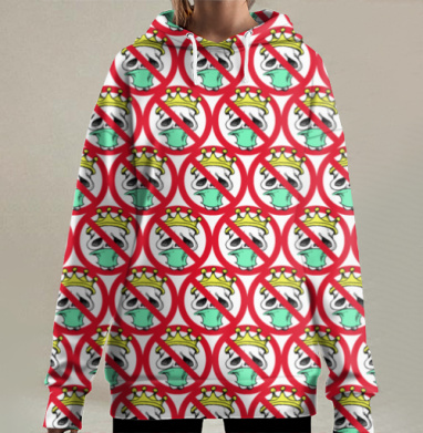 Запрет Короны Черепа с Маской на Лице, Hoodie Long Oversize 3D