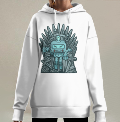 Робот на троне мечей у власти, Hoodie Long Oversize 3D