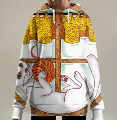 Кошка на окошке, Hoodie Long Oversize 3D