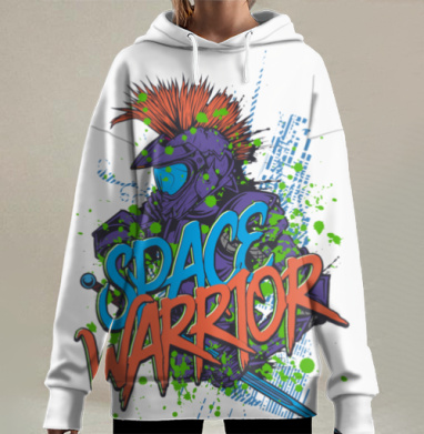 Космический воин, Hoodie Long Oversize 3D