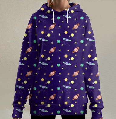 Космос, Hoodie Long Oversize 3D
