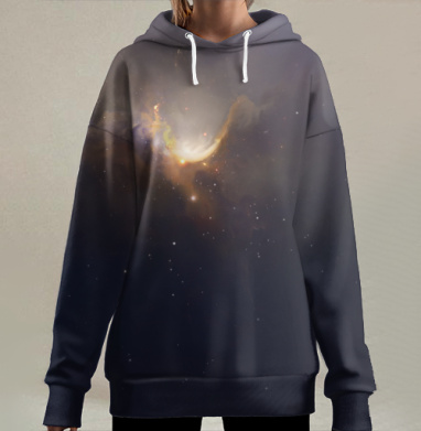 Рождение космического света в бескрайних просторах вселенной, Hoodie Long Oversize 3D
