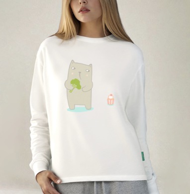 Мультяшный кот и выбор между брокколи и кексом - simply beautiful