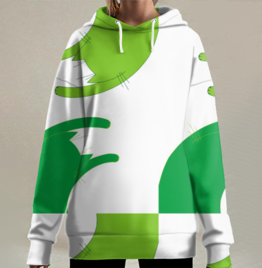 Два зелёных кота потягиваются на вашем животе, Hoodie Long Oversize 3D