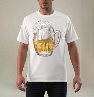 Янтарная кружка пива Beer Time, Футболка мужская REGULAR белая