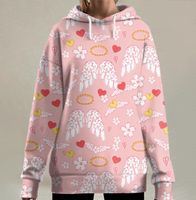 Крылья ангелочка, Hoodie Long Oversize 3D