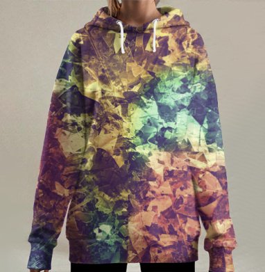 Листья растворяются в воде осенний мотив природы близко, Hoodie Long Oversize 3D