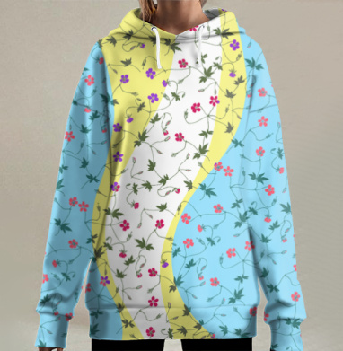 Луговая герань, Hoodie Long Oversize 3D