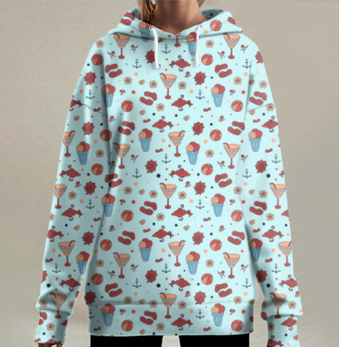 Люблю лето, Hoodie Long Oversize 3D
