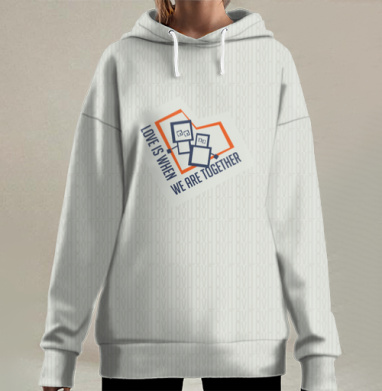 Любовь это когда мы вместе, Hoodie Long Oversize 3D