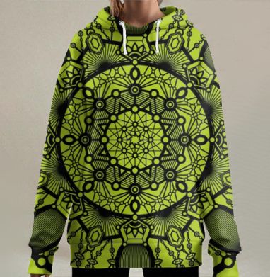 Графическая мандала баланс и гармония, Hoodie Long Oversize 3D
