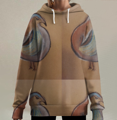 Теплая коричневая птица в замкнутом круге Manovent, Hoodie Long Oversize 3D