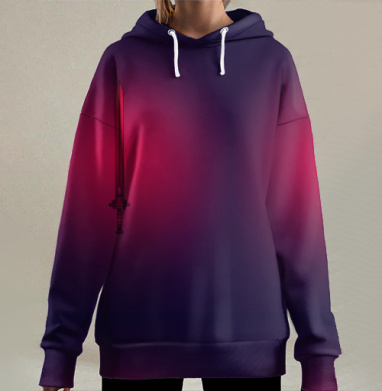 Красный меч на темно синем фоне в центре, Hoodie Long Oversize 3D