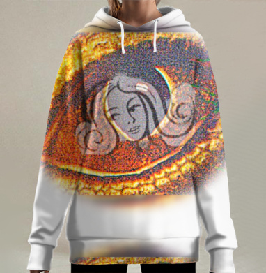 Женская голова в огненном сиянии эмоциональная энергетика, Hoodie Long Oversize 3D