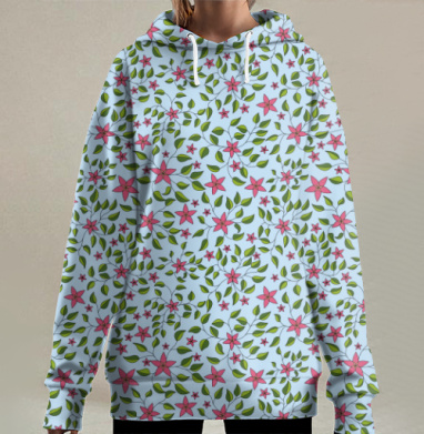 Мелкие цветочки, Hoodie Long Oversize 3D