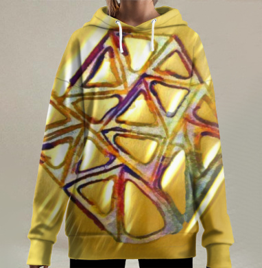 Метеоритное золото с абстрактной геометрией мультицвет мультицвет, Hoodie Long Oversize 3D