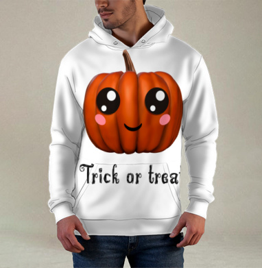 Веселая тыква для праздника Хэллоуина Trick or treat, Худи / Мужская / С карманом / 3D