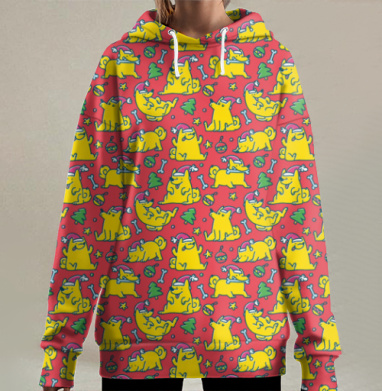 Мохнатые эльфы санты, Hoodie Long Oversize 3D