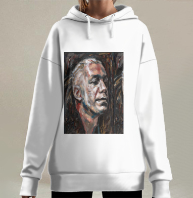 Мужской портрет в динамичных красках и глубоком выражении лица, Hoodie Long Oversize 3D