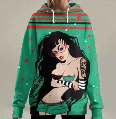 Яркий поп-арт образ с игривой дерзостью, Hoodie Long Oversize 3D