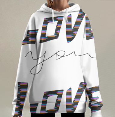Яркое послание чувства любви и нежности, Hoodie Long Oversize 3D