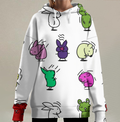 Мультяшные живые зверушки для детей любого возраста, Hoodie Long Oversize 3D