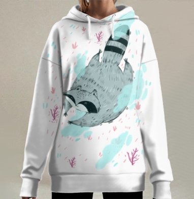 Парящий енот, Hoodie Long Oversize 3D
