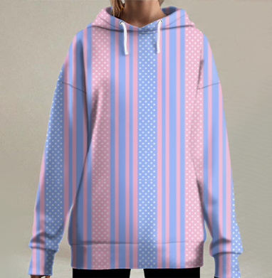 Пастельный полосатый узор, Hoodie Long Oversize 3D