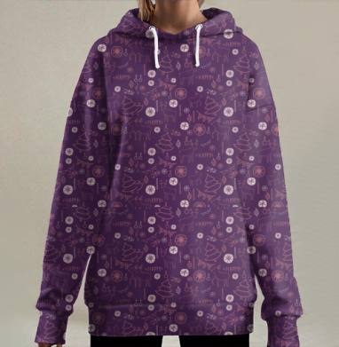 Паттерн Новый год, Hoodie Long Oversize 3D