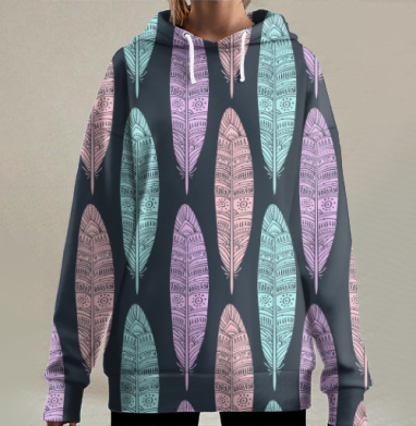 Вертикальный узор из перьев с этноорнаментом - Designed by Alenka Karabanova 
