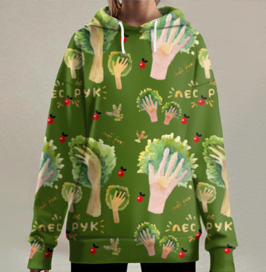 Связь человека с природой лес рук, Hoodie Long Oversize 3D