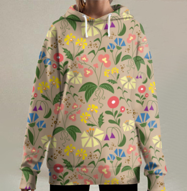 Полевые цветочки, Hoodie Long Oversize 3D