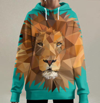Полигональный лев, Hoodie Long Oversize 3D