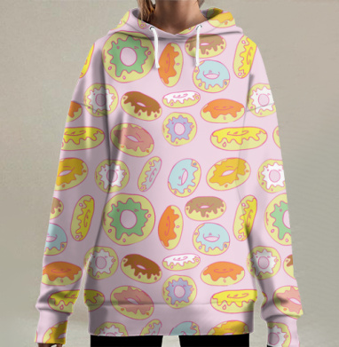Пончики, Hoodie Long Oversize 3D