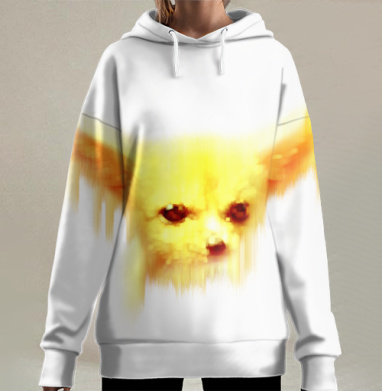 Желтый фенек эффект плавления мягкая иллюстрация, Hoodie Long Oversize 3D