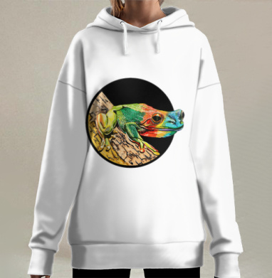 Радужная лягушка, Hoodie Long Oversize 3D