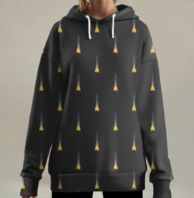 Ракета. полет, Hoodie Long Oversize 3D