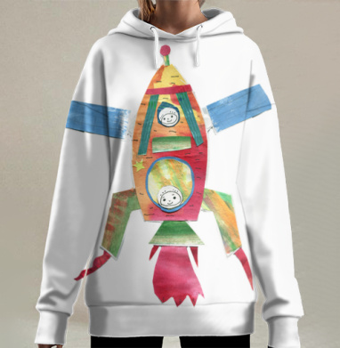 Ракета коллаж, Hoodie Long Oversize 3D