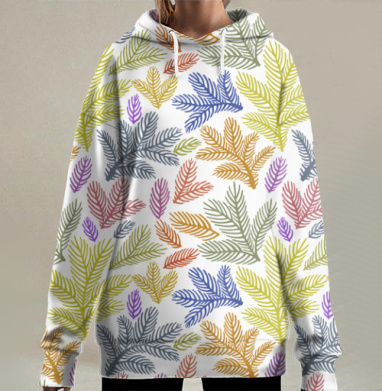 Растительный орнамент, Hoodie Long Oversize 3D