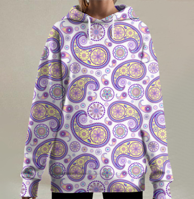 Изысканный пейсли с восточными мотивами, Hoodie Long Oversize 3D