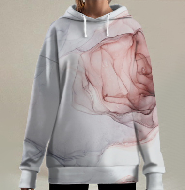 Роза-сердце., Hoodie Long Oversize 3D