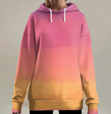 Розовый закат, Hoodie Long Oversize 3D