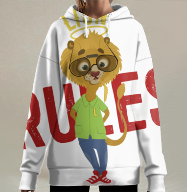 Период Льва Правят Львы RUЯES, Hoodie Long Oversize 3D