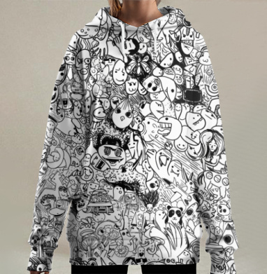 Тайные агенты мир дудлов шпионы могут прятаться, Hoodie Long Oversize 3D