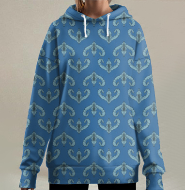 Синее барокко, Hoodie Long Oversize 3D