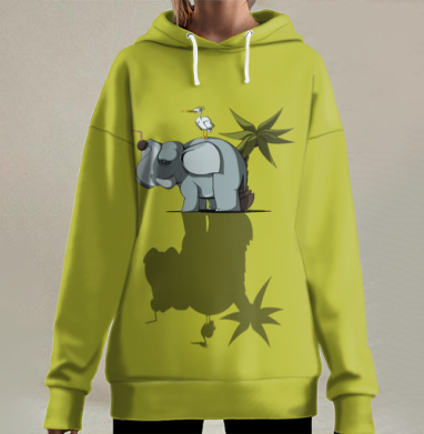 Слон на отдыхе, Hoodie Long Oversize 3D