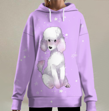 Собака пудель, Hoodie Long Oversize 3D