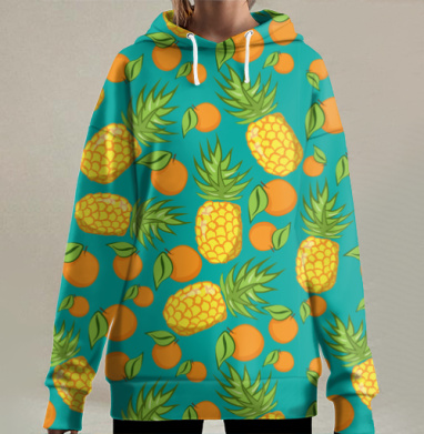 Сочный ананас, Hoodie Long Oversize 3D
