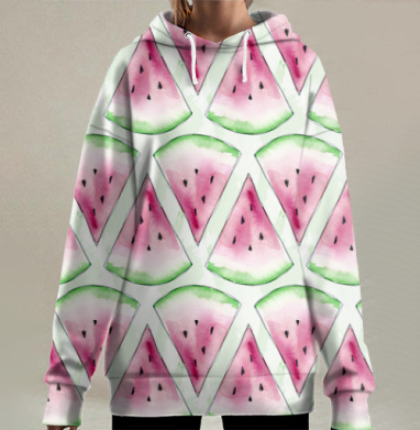Сочный арбуз, Hoodie Long Oversize 3D
