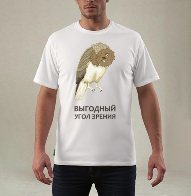 Ироничная сова с перевернутой головой и выгодным углом зрения, Футболка мужская REGULAR белая